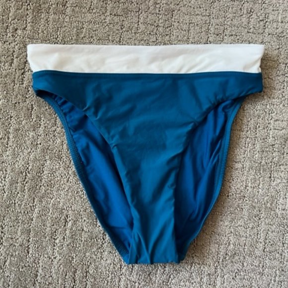 PilyQ High-Waist Bikini Bottom, Size Small, Island Blue - Picture 3 of 6